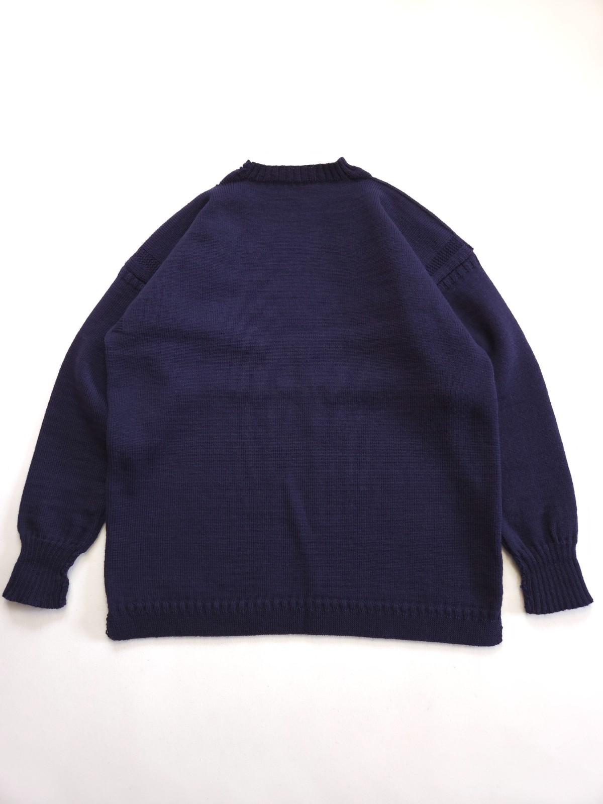 Traditional Guernsey wool knit Fisherman sweater in Navy color by Le Tricoteur