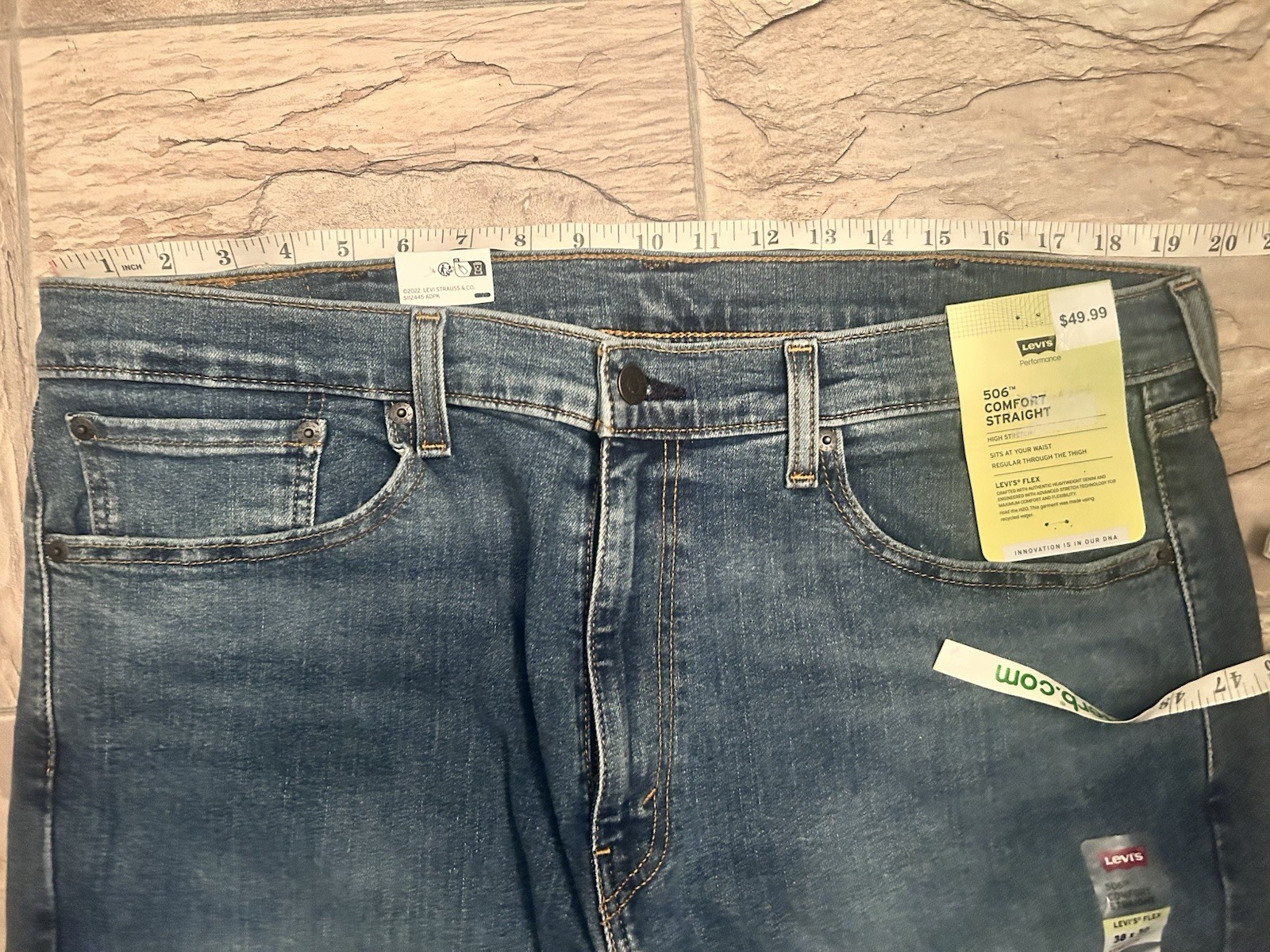 Levi’s 506 Men’s Comfort Straight Stretch Jeans – Medium Stonewash – 38×30 – NWT