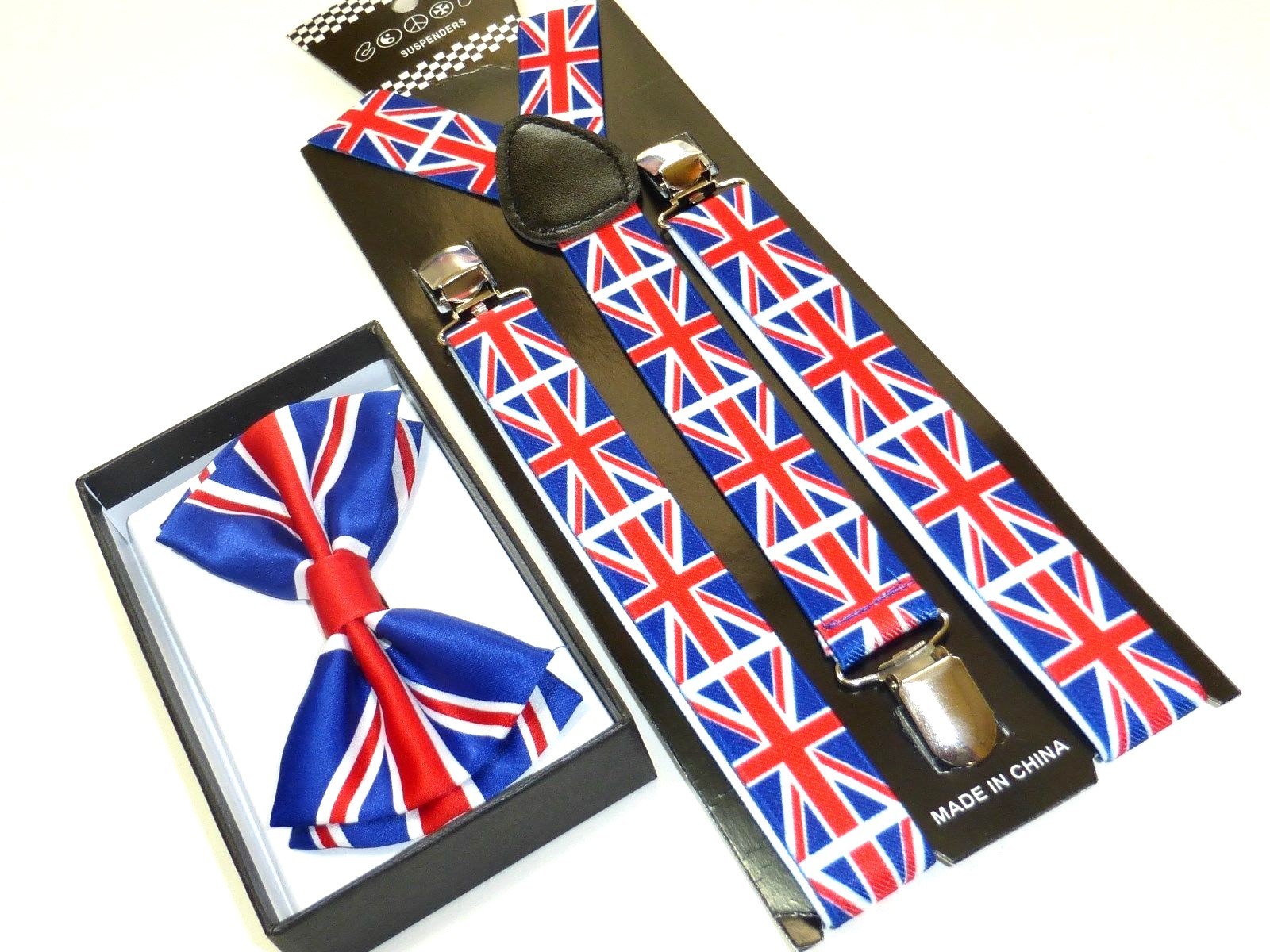 NEW PATRIOTIC UK United Kingdom Union Jack England Suspenders and Bow Tie