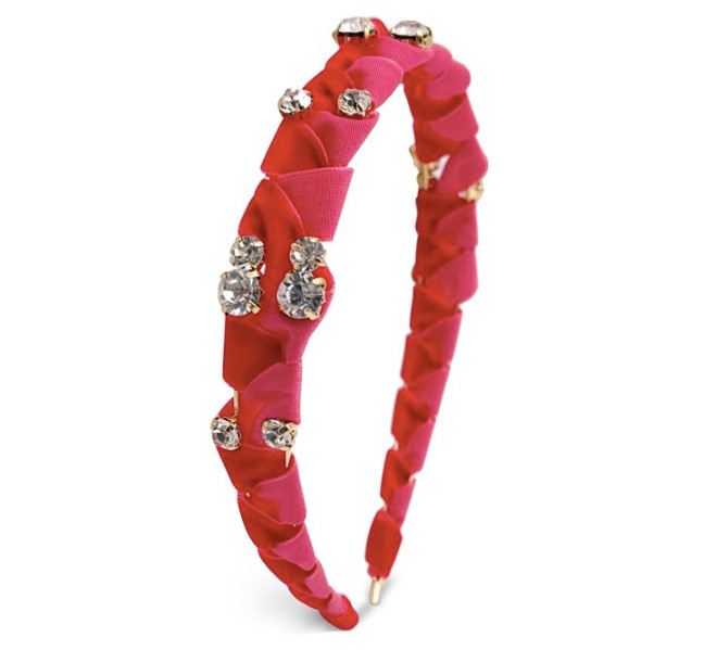 INC INTERNATIONAL CONCEPTS HEADBAND 6″ RED FABRIC VELVET GLASS CRYSTAL NEW NWT