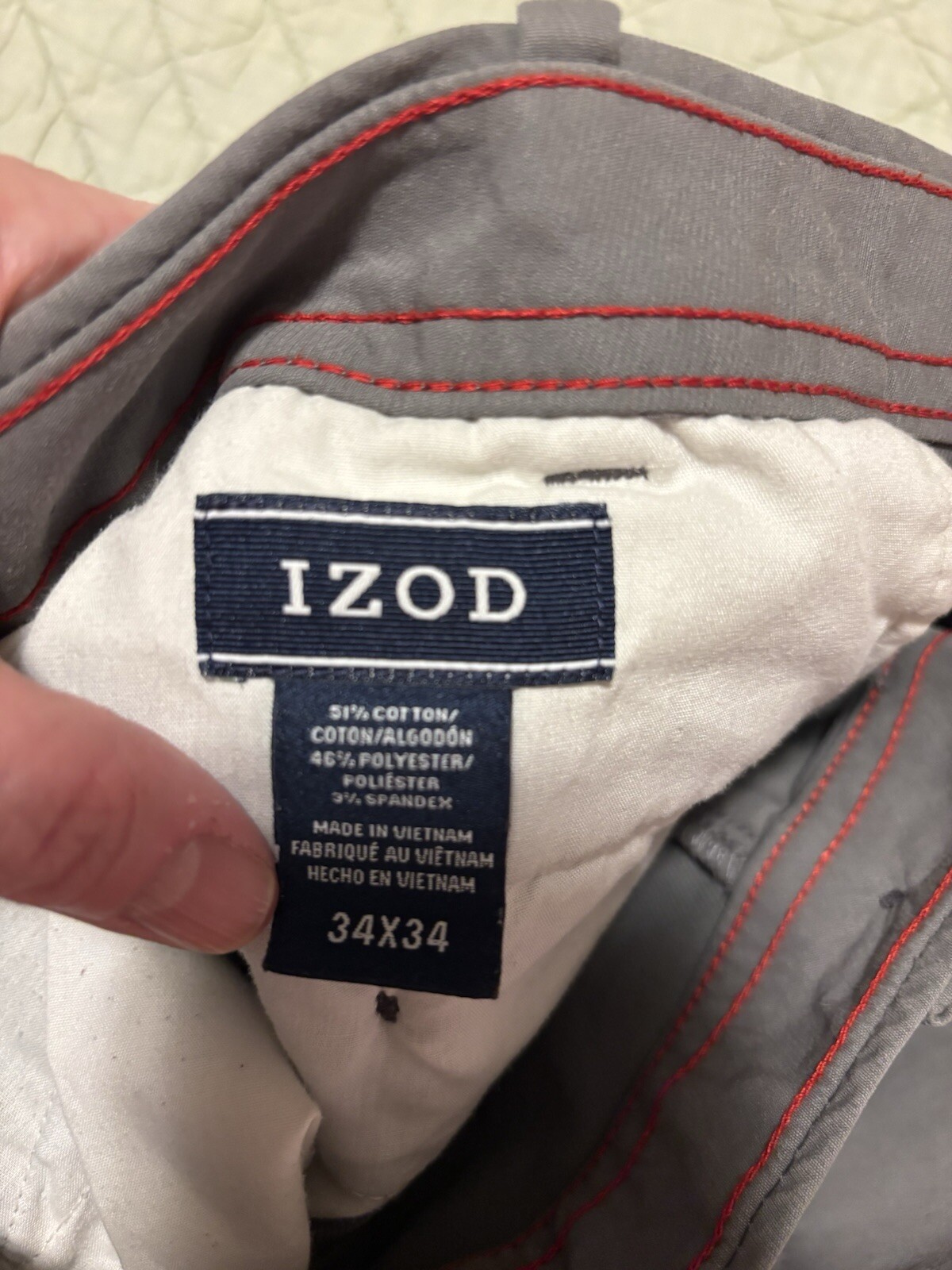 IZOD American Chino Classic Fit Flat Front Brown Men’s Pants 34X34