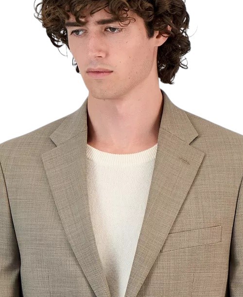 Tommy Hilfiger Mens Modern fit Suit Jacket Blazer 40 R Tan Beige Solid Wool
