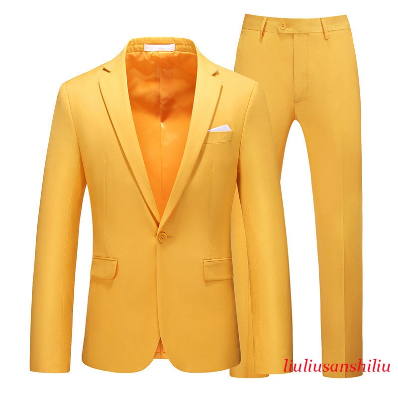 Men’s One Button Formal Suits 2pcs Blazer Jacket Pants Slim Party Grooms Wedding