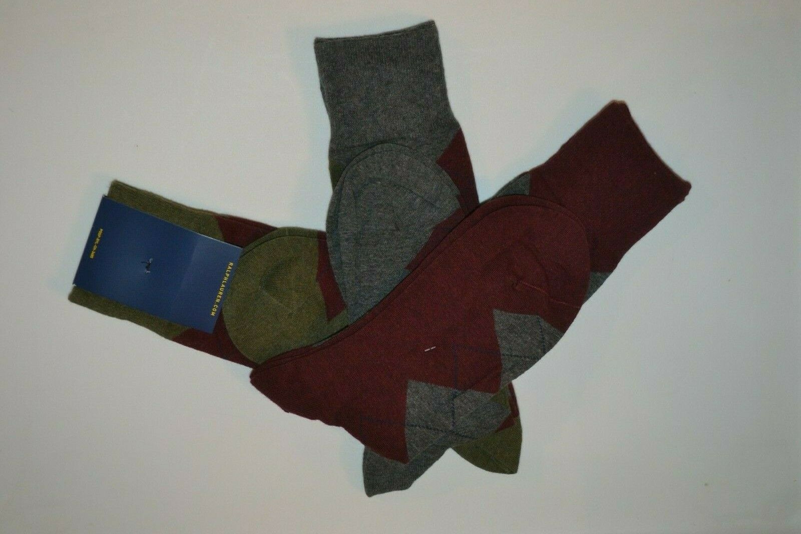 Polo Ralph Lauren Argyle Crew Custom Fit Dress Socks Men’s Sock Size: 10-13 NIP!