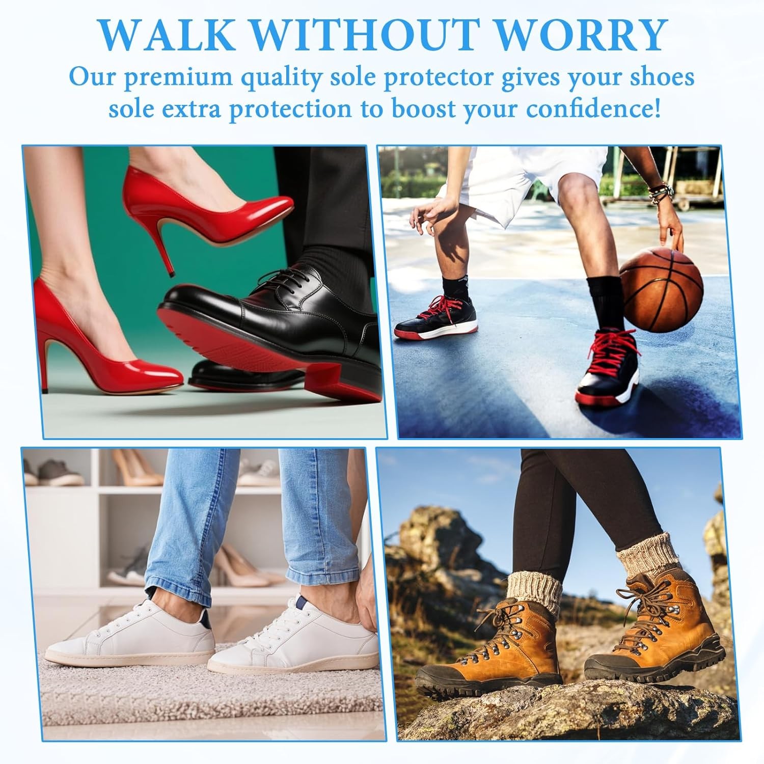 6pcs Clear Shoe Sole Protectors Anti-Slip Invisible Heel Guards for Sneaker/Heel