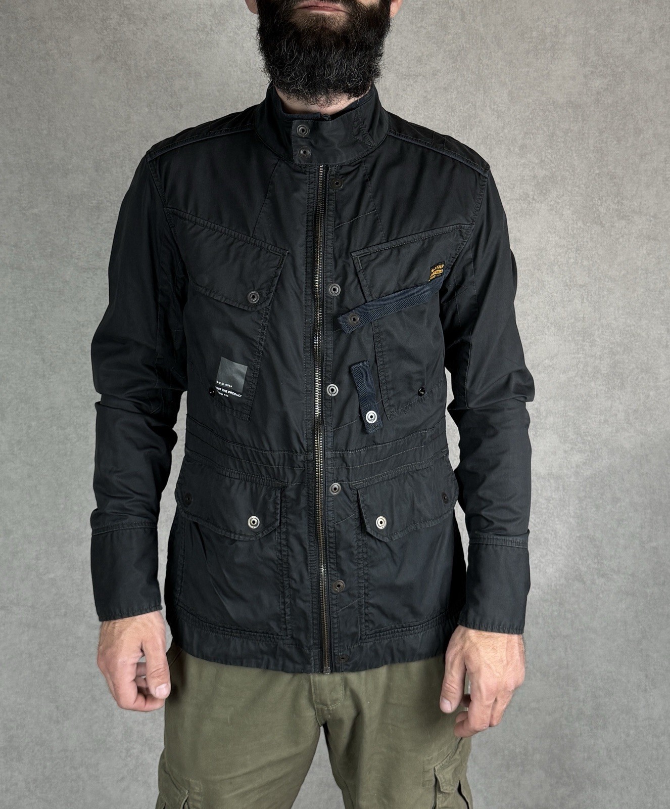 G-Star RAW Men’s Radar Overshirt Jacket Medium Black Multi-Pocket Utility Y2k