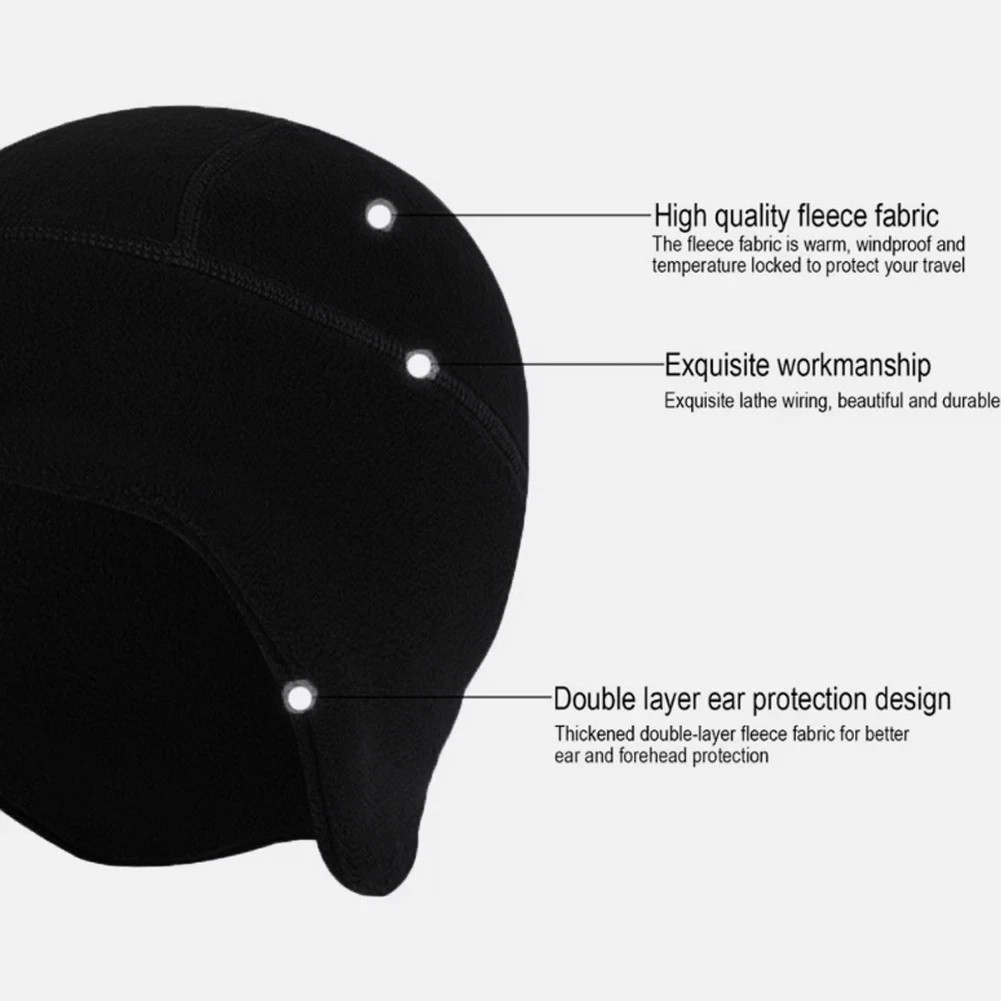 Tactical Skull Cap with Ear Flaps Winter Warm Fleece Windproof Ski Beanie Hats