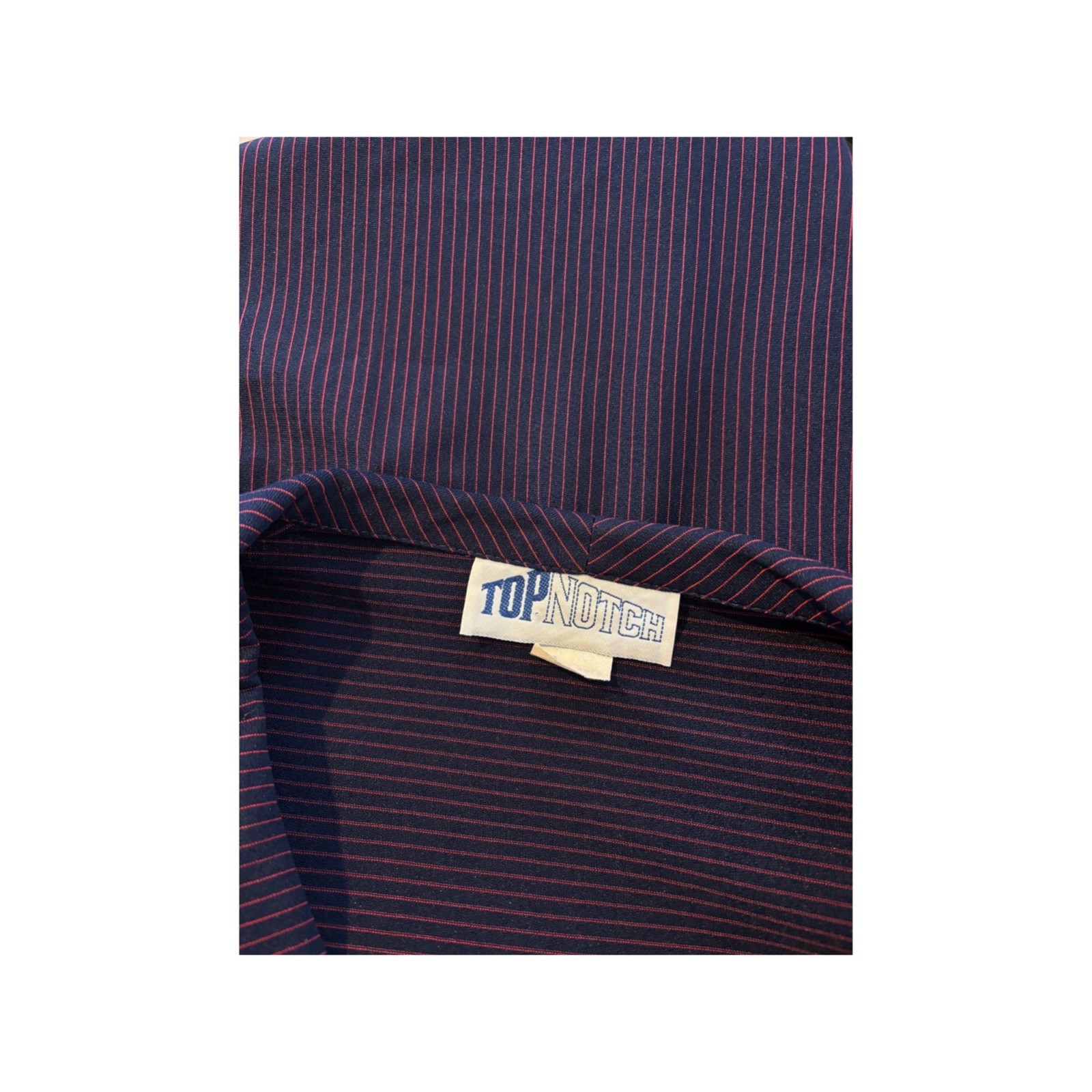Vintage 80s TopNotch brand blouse, Deep navy and red pinstripe L