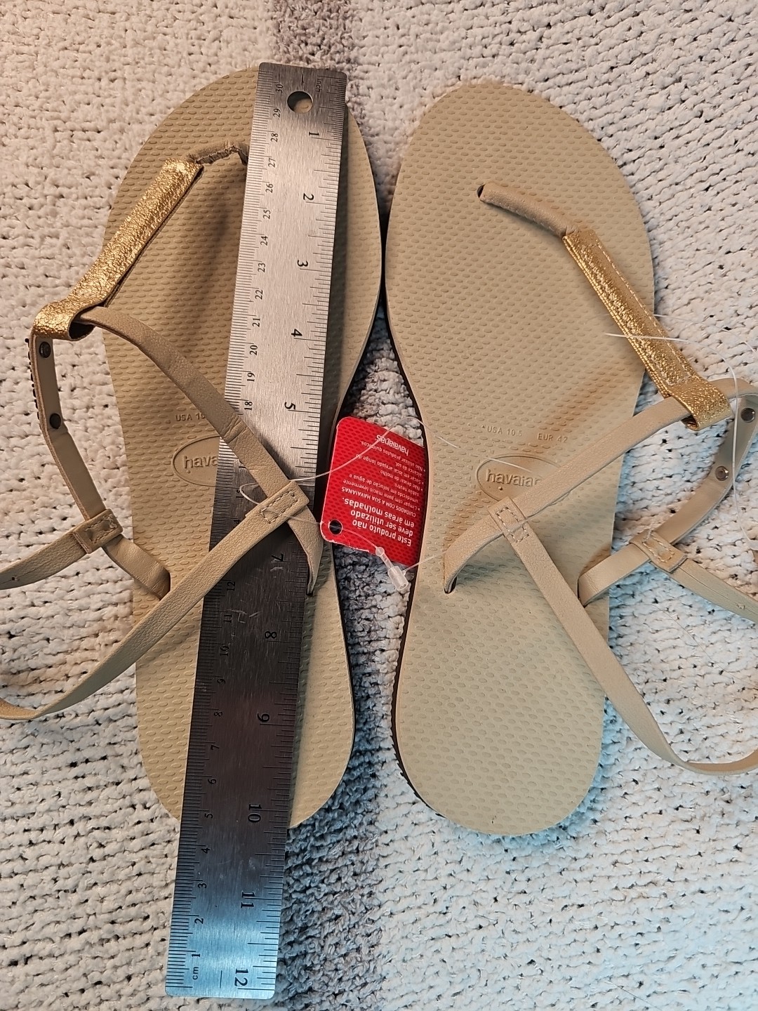 Havaianas You Rio Womens Flip Flop Buckle Ankle Gold Flat Sandals S 10.5, EUR 42
