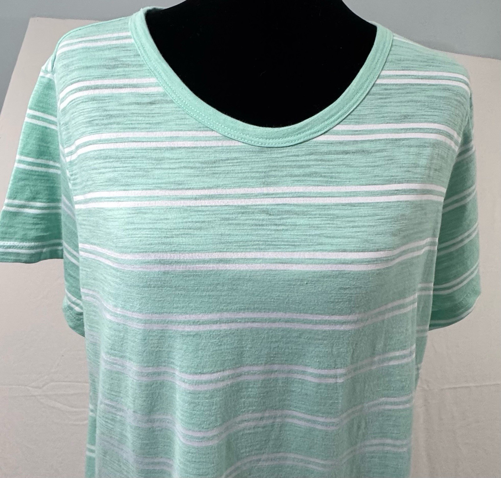 Time and Tru Shirt Women Blue White Black Striped Cap Short Sleeve Bundle