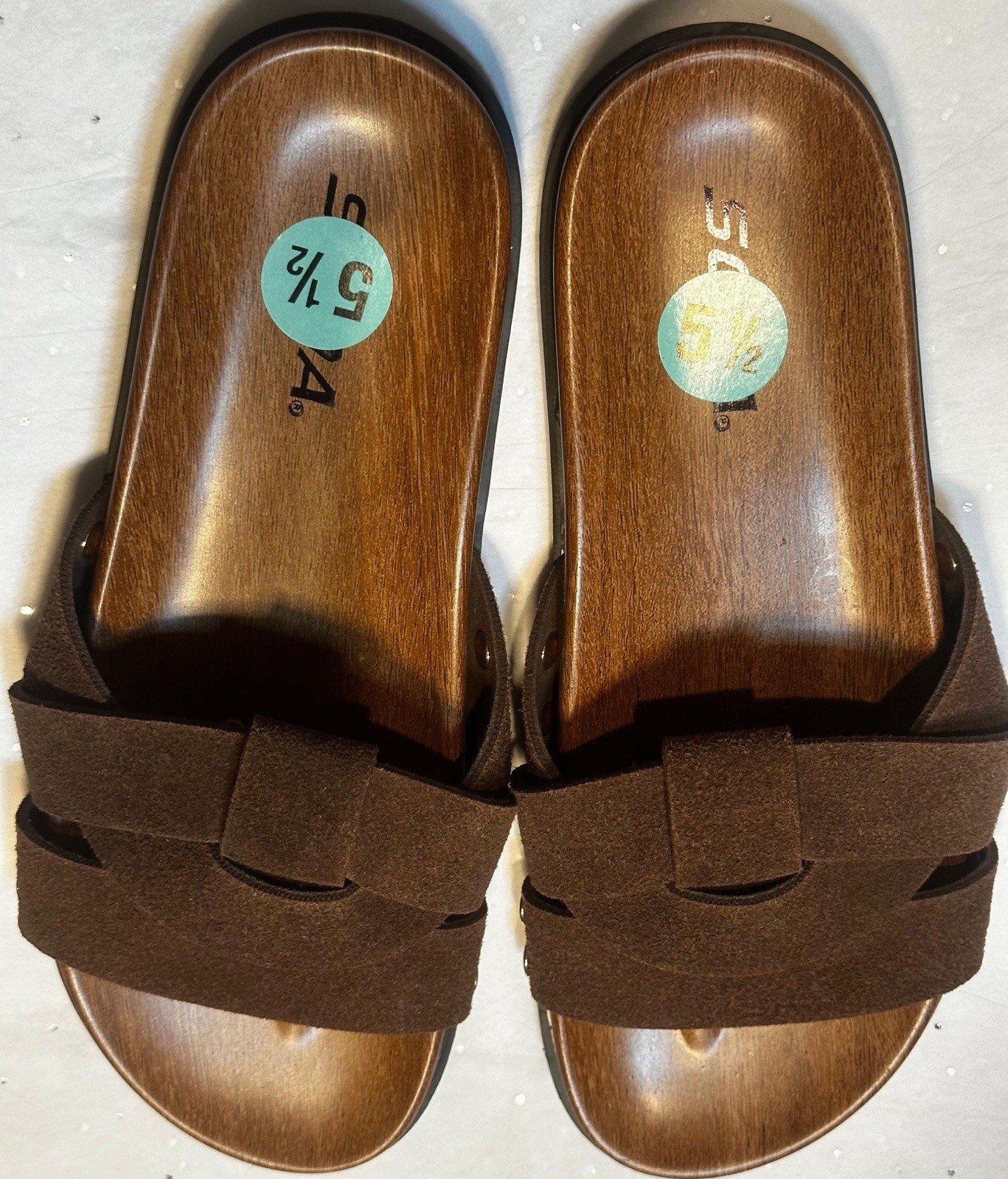 Soda Women’s Brown Slide Sandals Slip-On Open Toe Bow Comfort Straps 5.5
