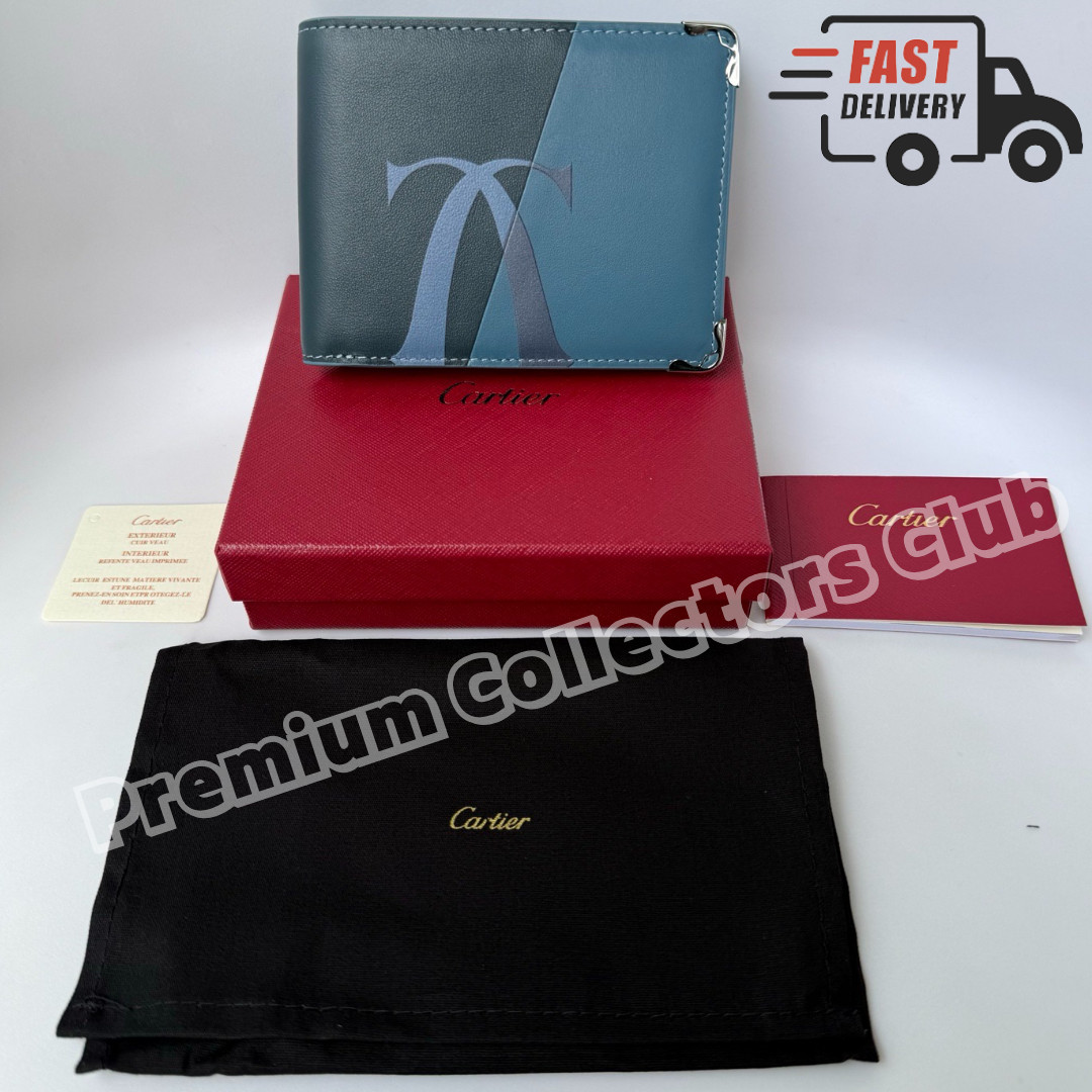 CARTIER Santos de Cartier Leather Bifold Wallet Dust Bag, Papers Luxury Gift Bid