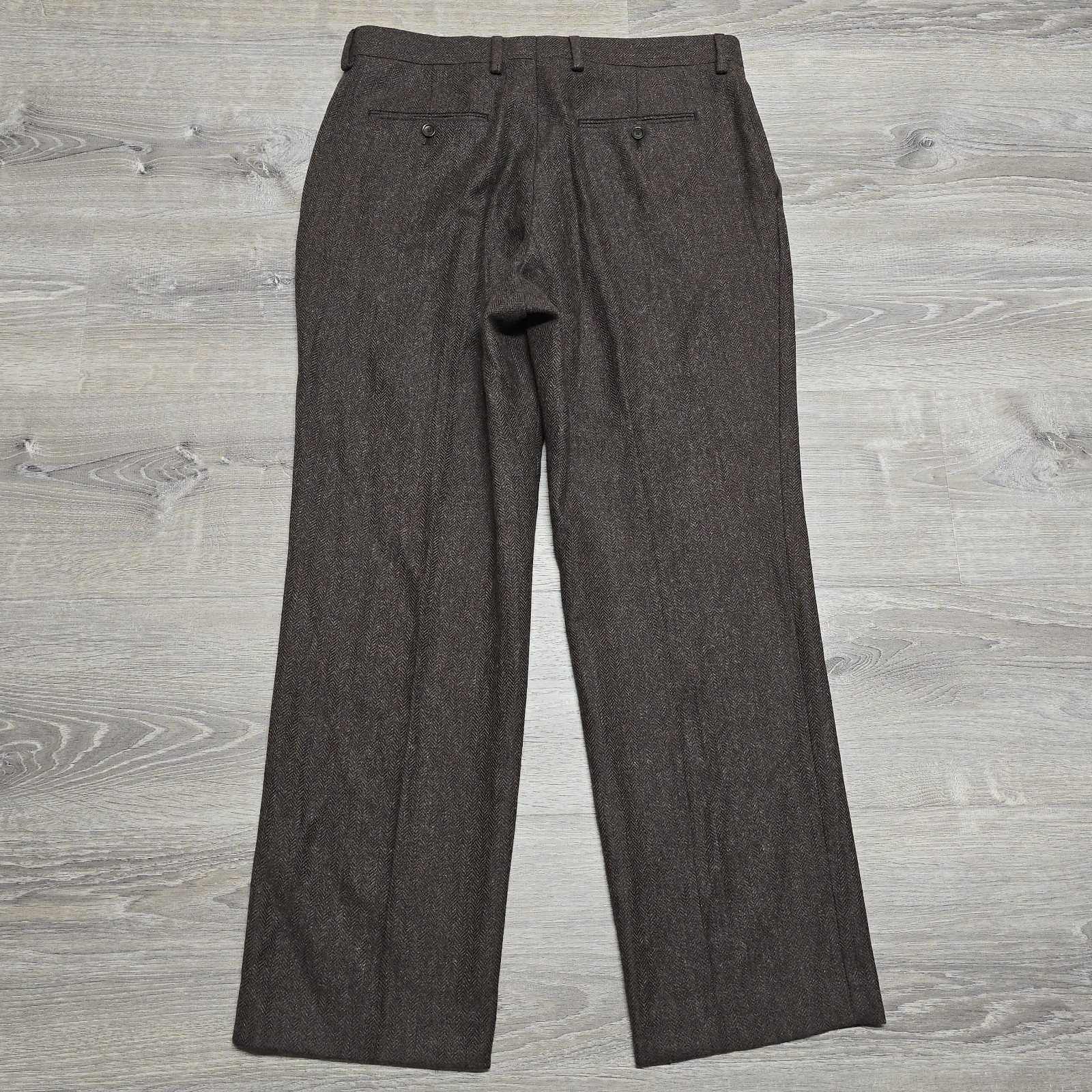 J.Crew x Moon Kenmare Tweed Pants 36×32 Brown Herringbone Worsted Wool Trouser