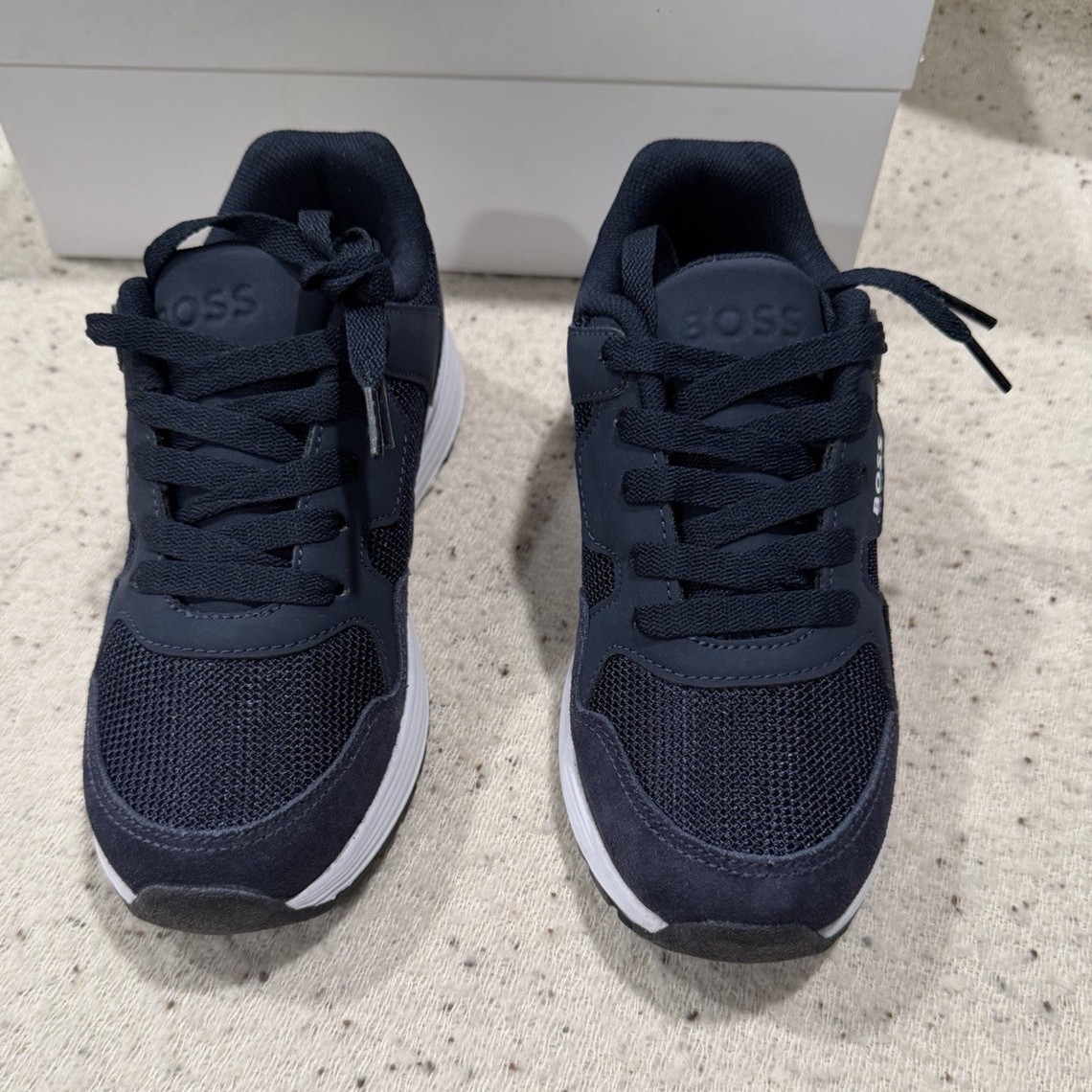BOSS J29320 Unisex Kids Athletic Shoes Navy Yellow White EU 33 Mesh Logo