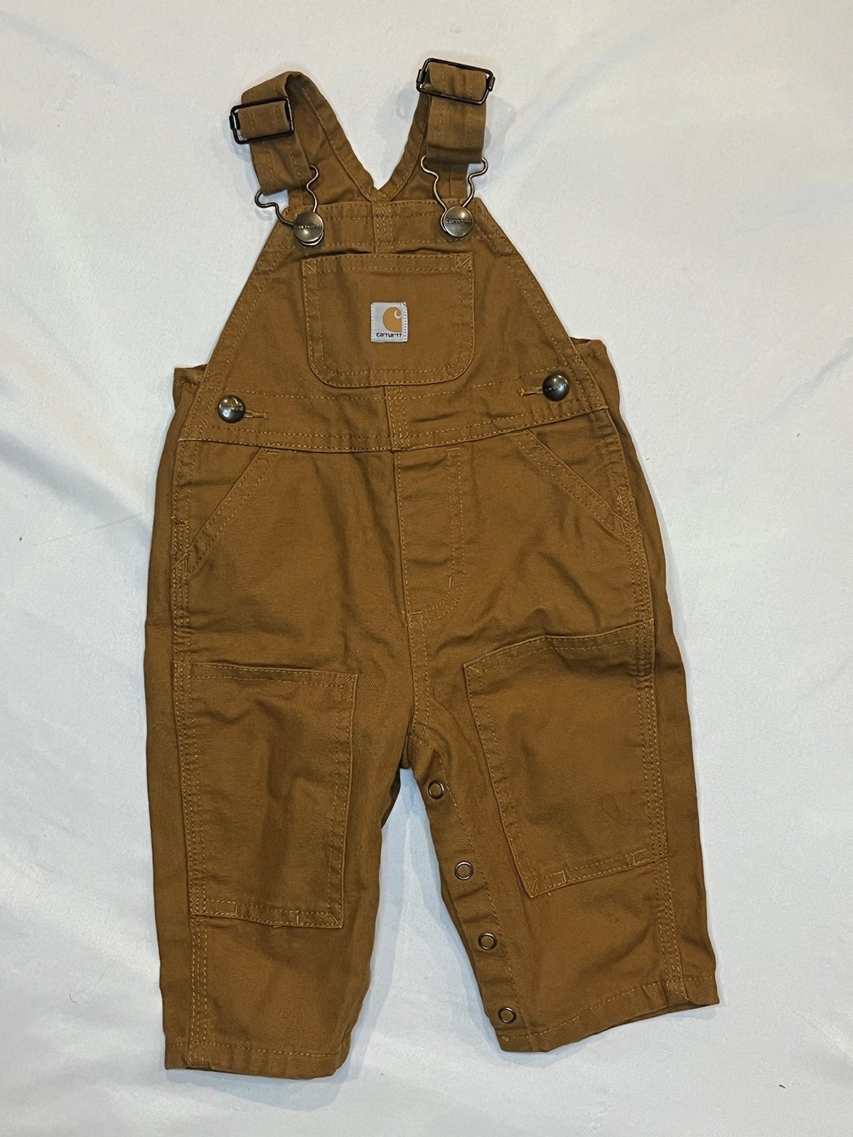 NWOT 6 Months Carhartt Rugged Flex Loose Fit Denim Overalls Bibs Brown Canvas