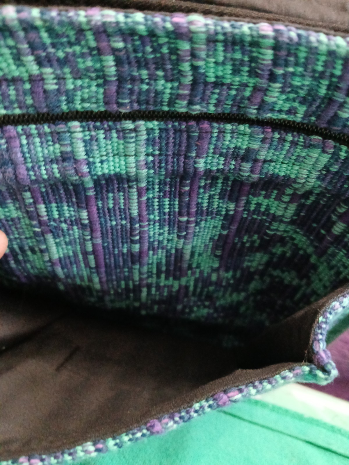 Guatemala-Made Shades Of Blue & Purple Crossbody Handbag Wash Cold Water