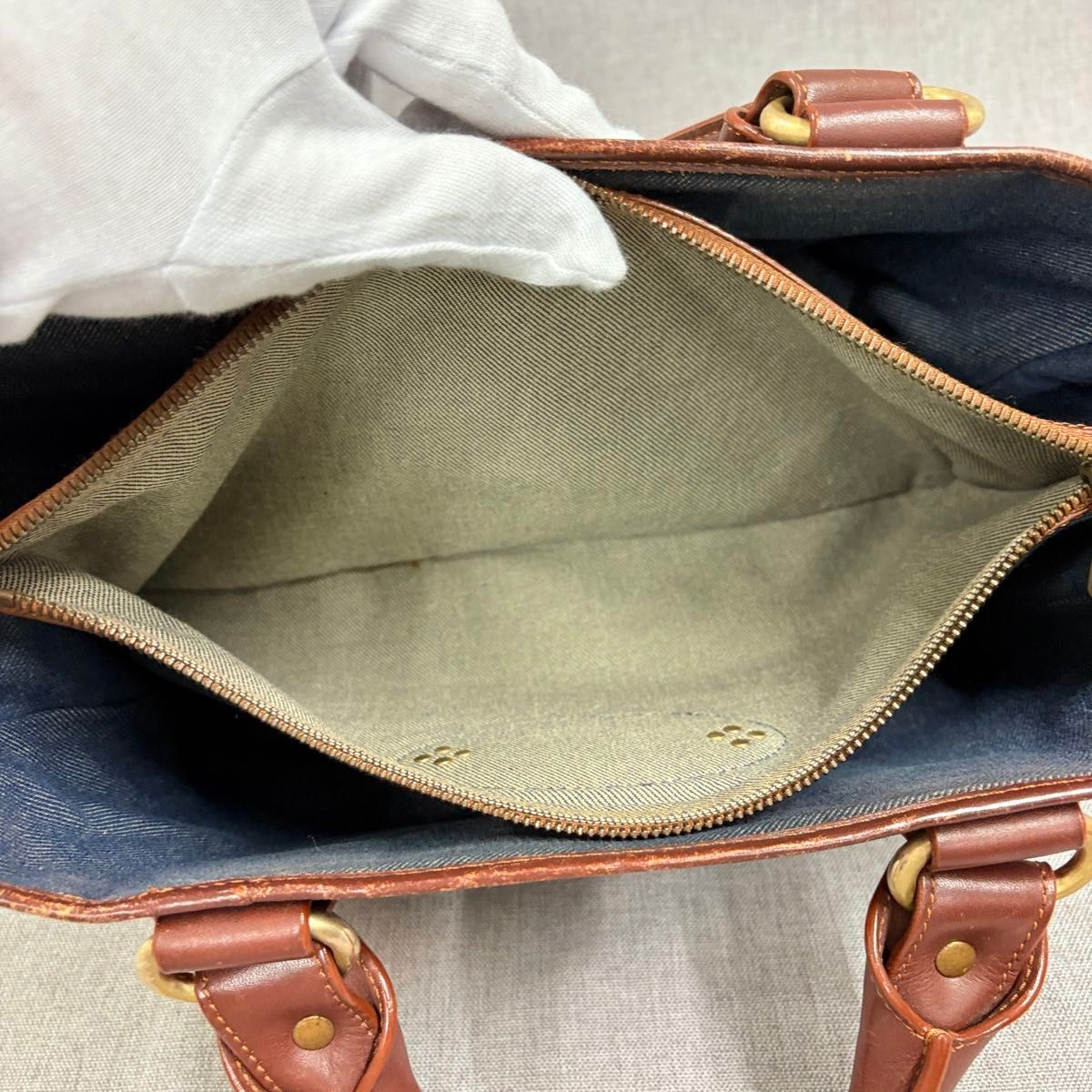 CELINE Boogie Bag Trionf Denim Handbag Canvas Blue Authentic