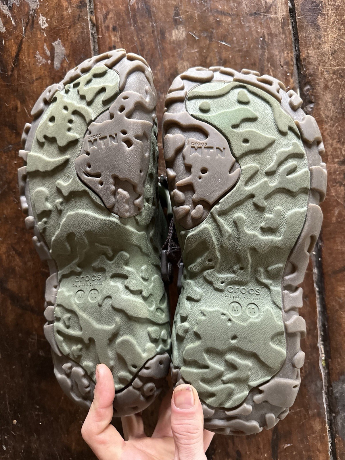 Crocs All-Terrain Atlas Clog Men Size 11 Army Green Espresso Sandals 208391-32C