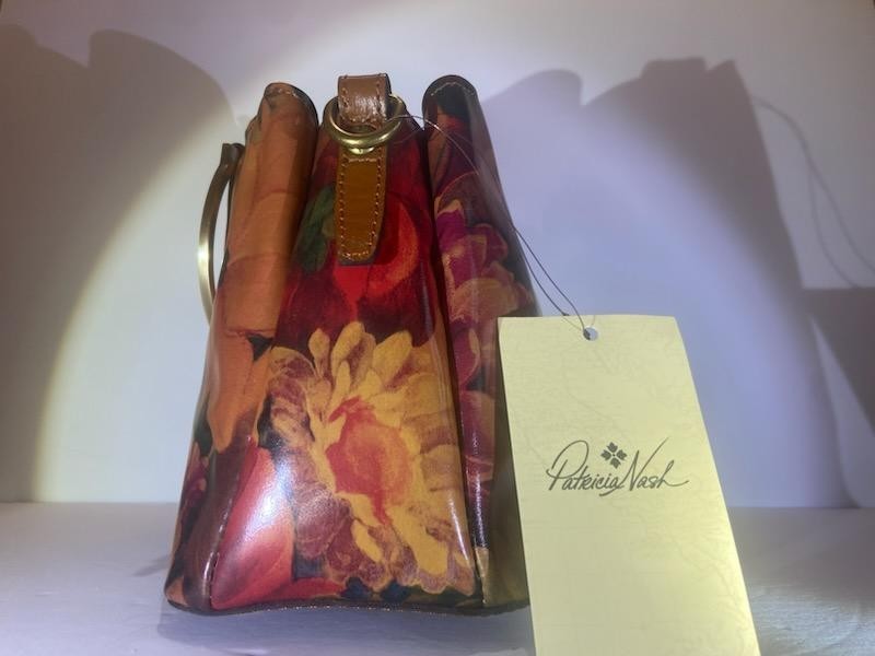 NWT_Patricia Nash_Renna Floral Satchel_Metal Accents_Leather Strap_Crossbody