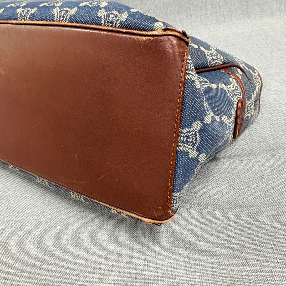 CELINE Boogie Bag Trionf Denim Handbag Canvas Blue Authentic