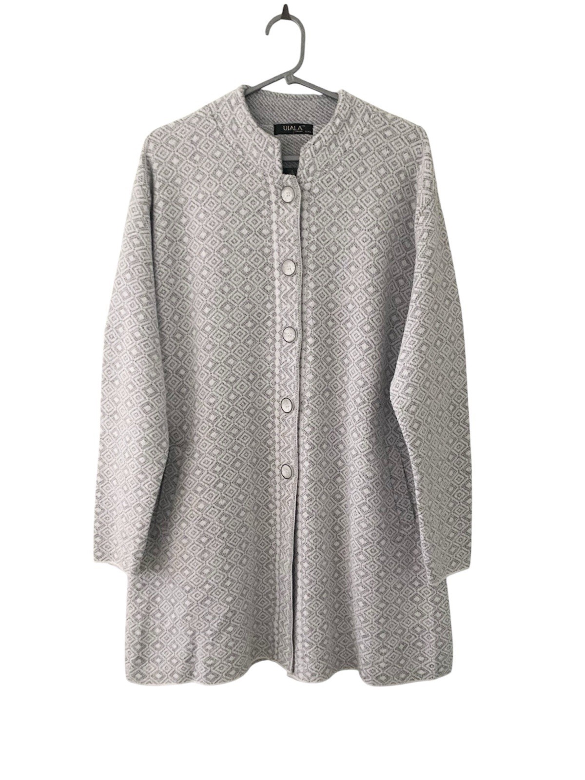Women Coatigan UK 20 Knit Coat Long Grey Cardigan Button Smart Evening India NEW