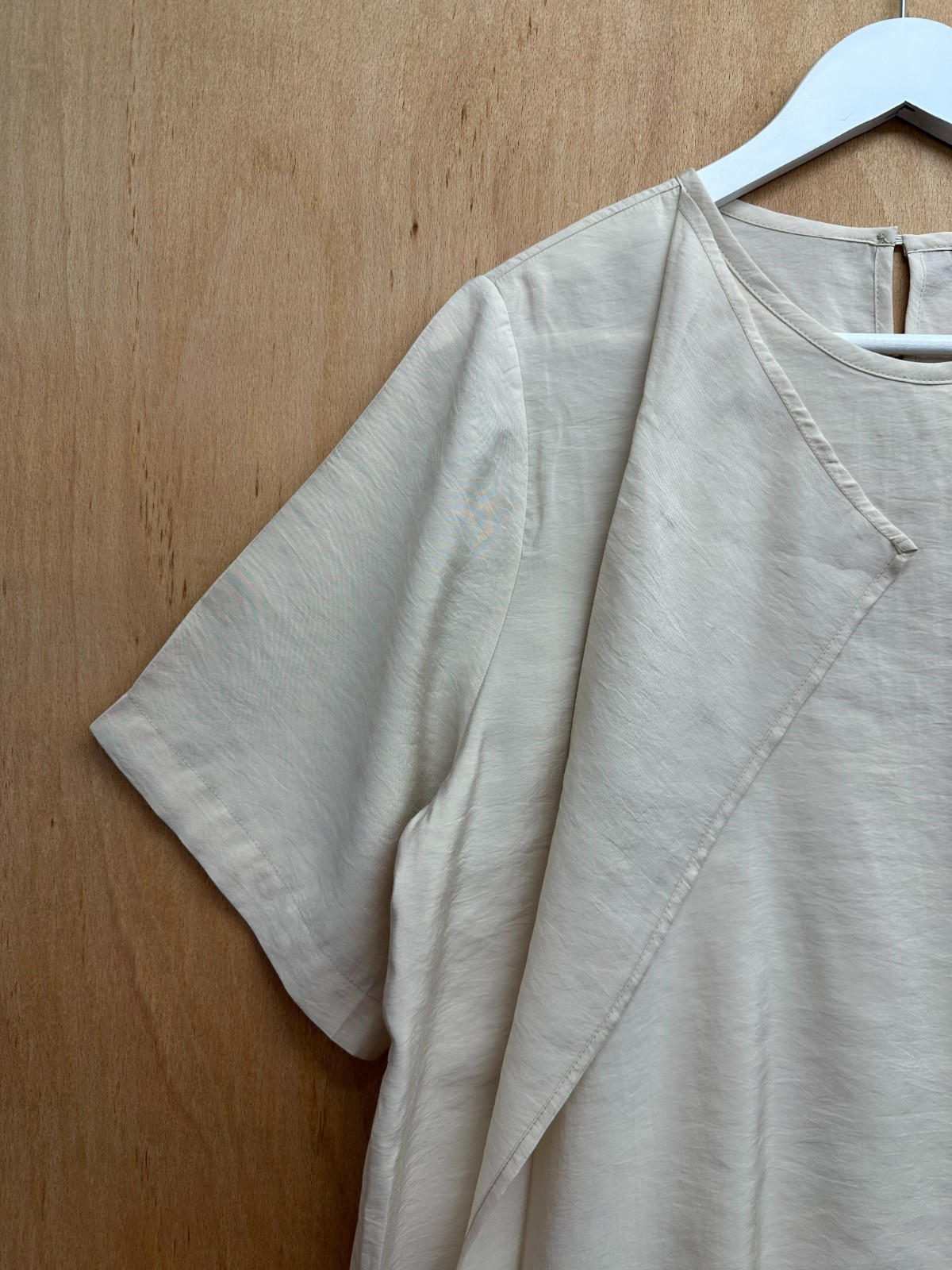 Mint Velvet Neutral Beige Ruffle Front Layered Top, Size M (12-14)