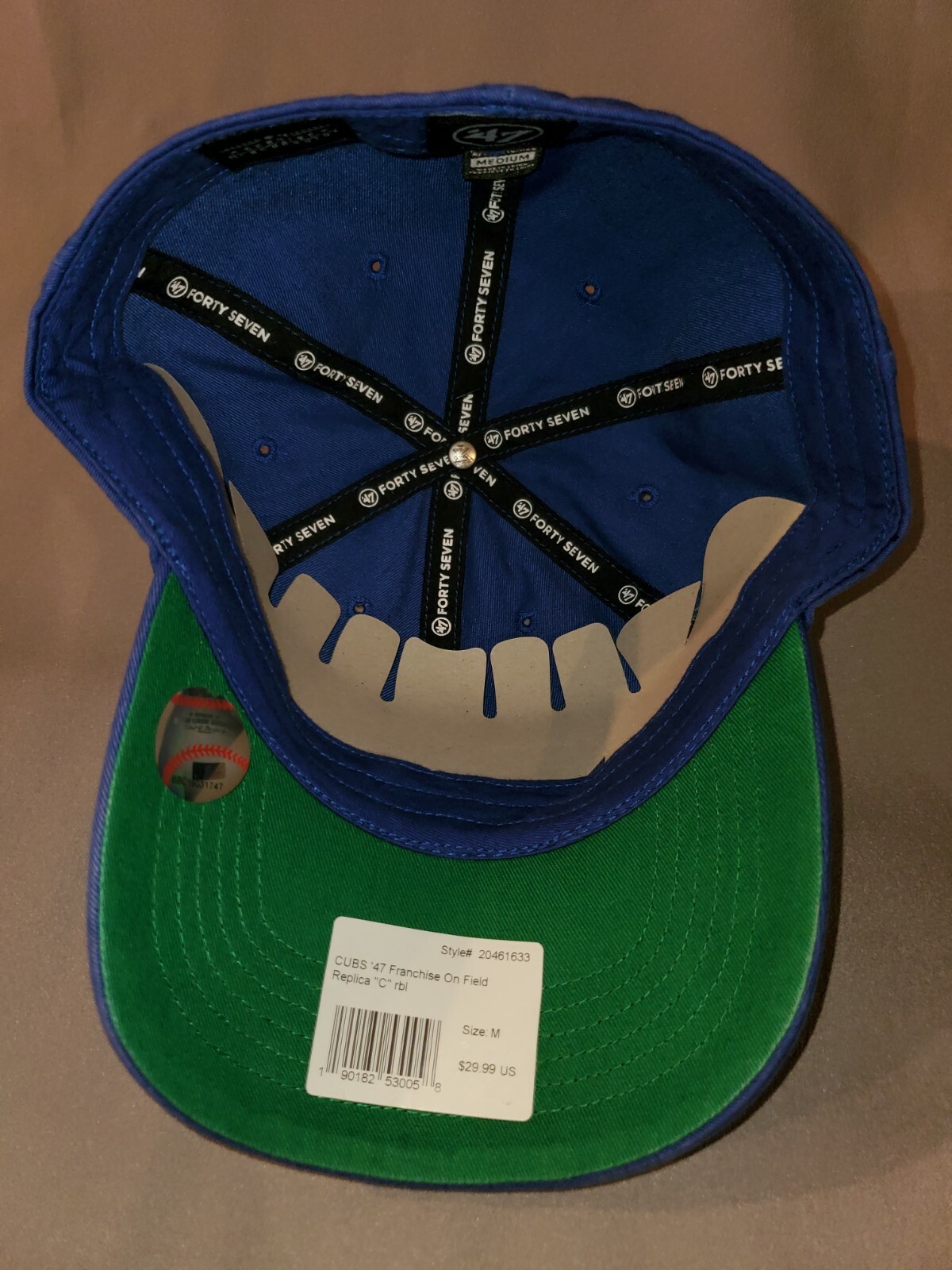 MLB CHICAGO CUBS ’47 FRANCHISE ON FIELD REPLICA C MENS HAT BLUE FITTED MEDIUM