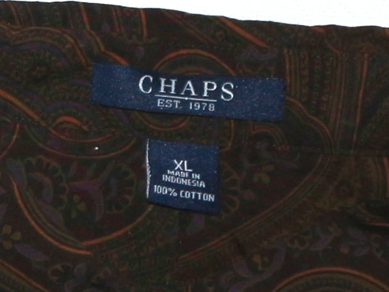 CHAPS Brown Paisley Print Blse 46 In Chest 27.5 In Lng Sz XL EXC