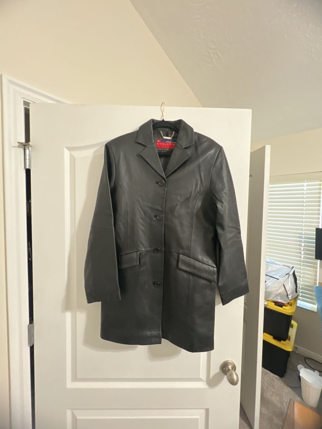 Evolution U.S.A. Vintage Black Genuine Leather Button-Up Jacket