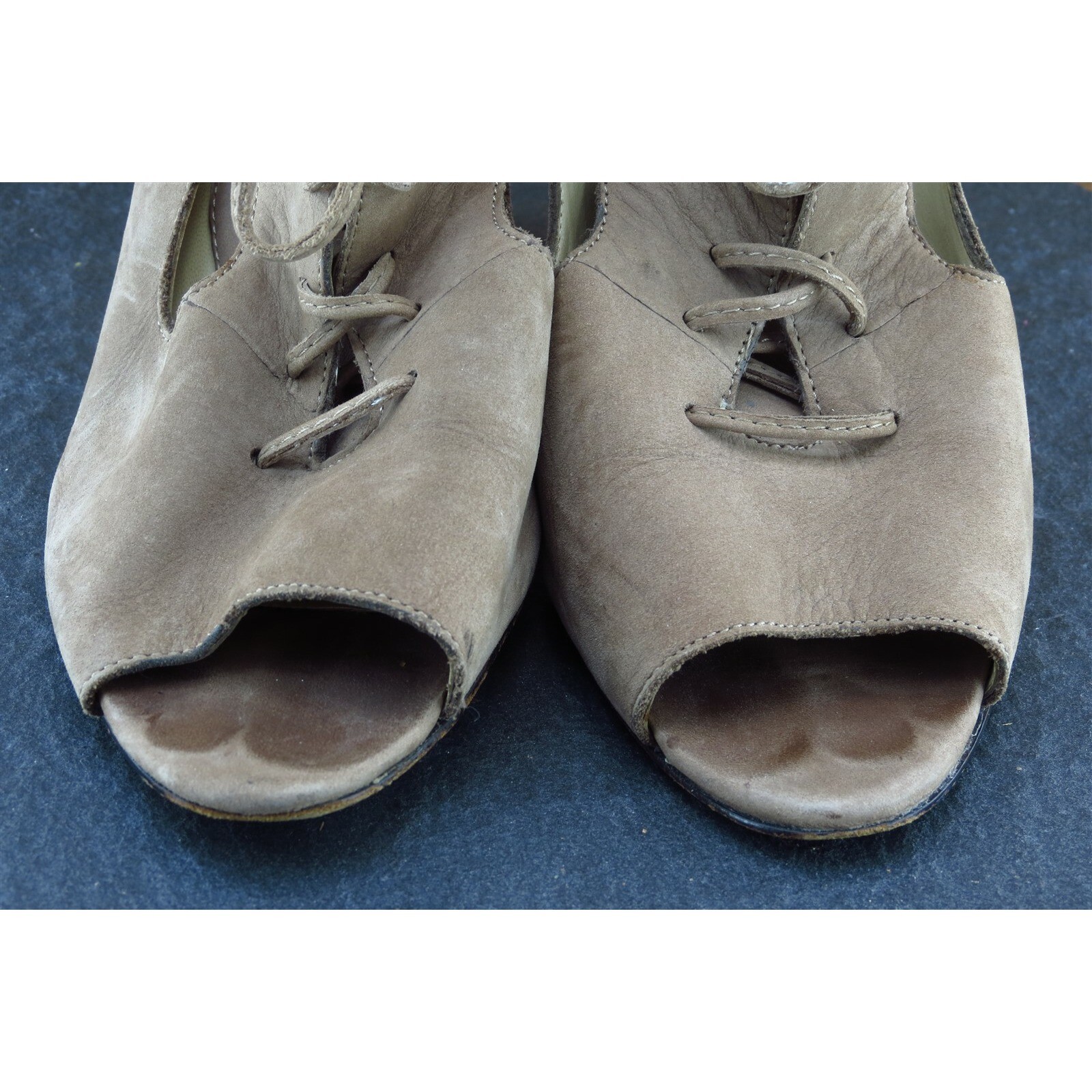 Jessica Bennett Womens Wedge Size 8 Brown Leather Peep Toe Cutout Dress Shoe