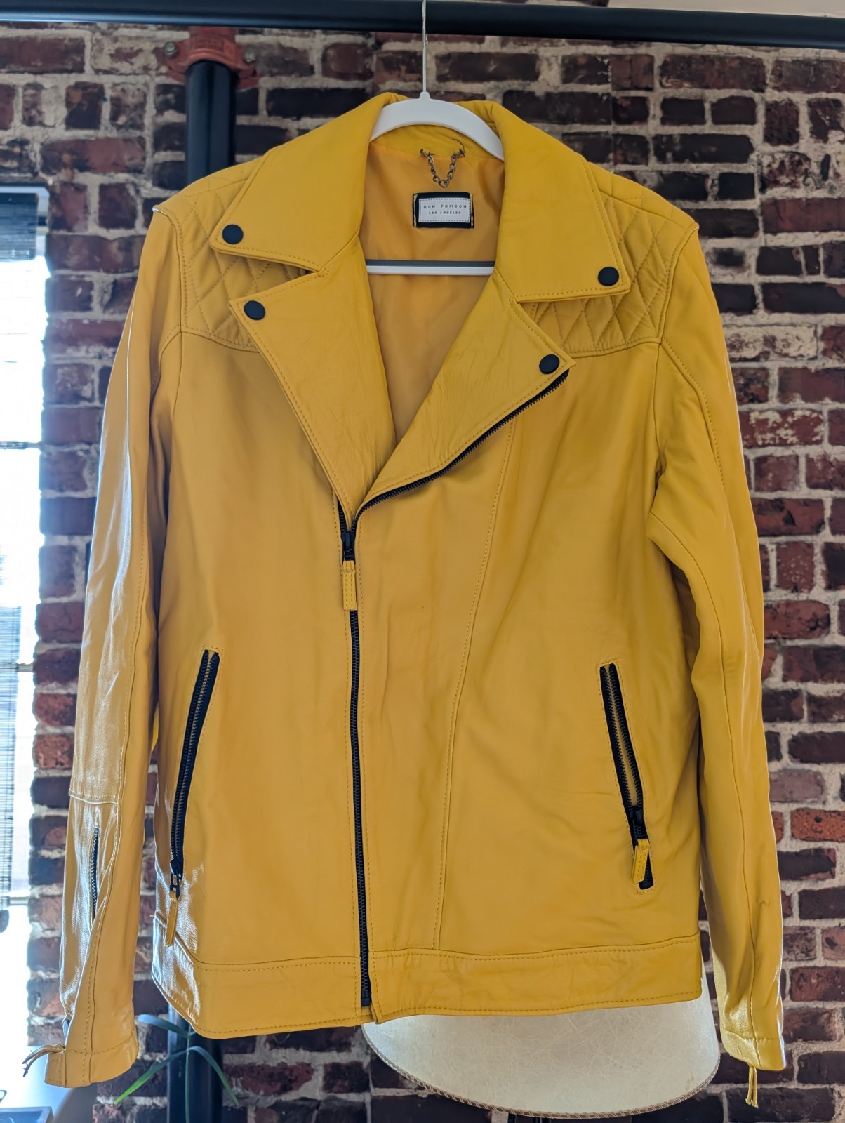 Ron Tompson Yellow Lamb Leather Rider Jacket Size XL, SRP $380-495!
