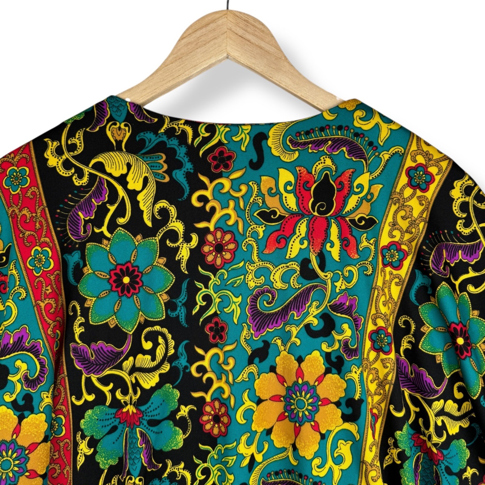 Top Notch Tunic Top Womens Size 26W Vintage 90s Floral Paisley Kimono Bright