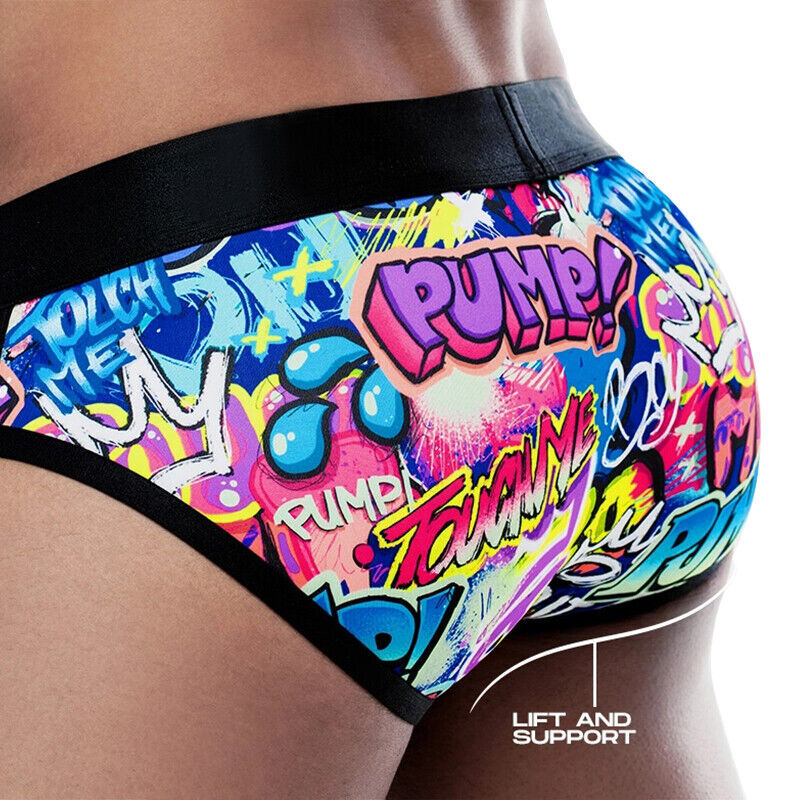 PUMP Men Sexy Printing Low Waist Briefs Bikini Underwear Underpants Jockstrap