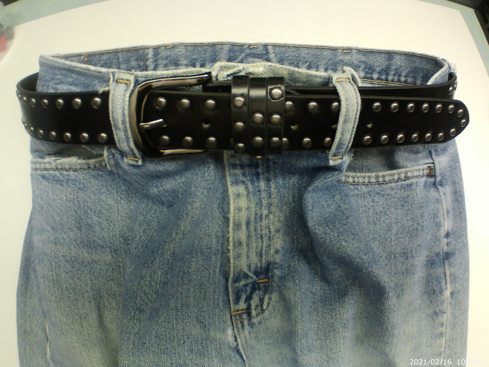 Belt Studded Riveted Black Leather Punk Gothic Grunge Length 42″ Width 1.5″ NEW