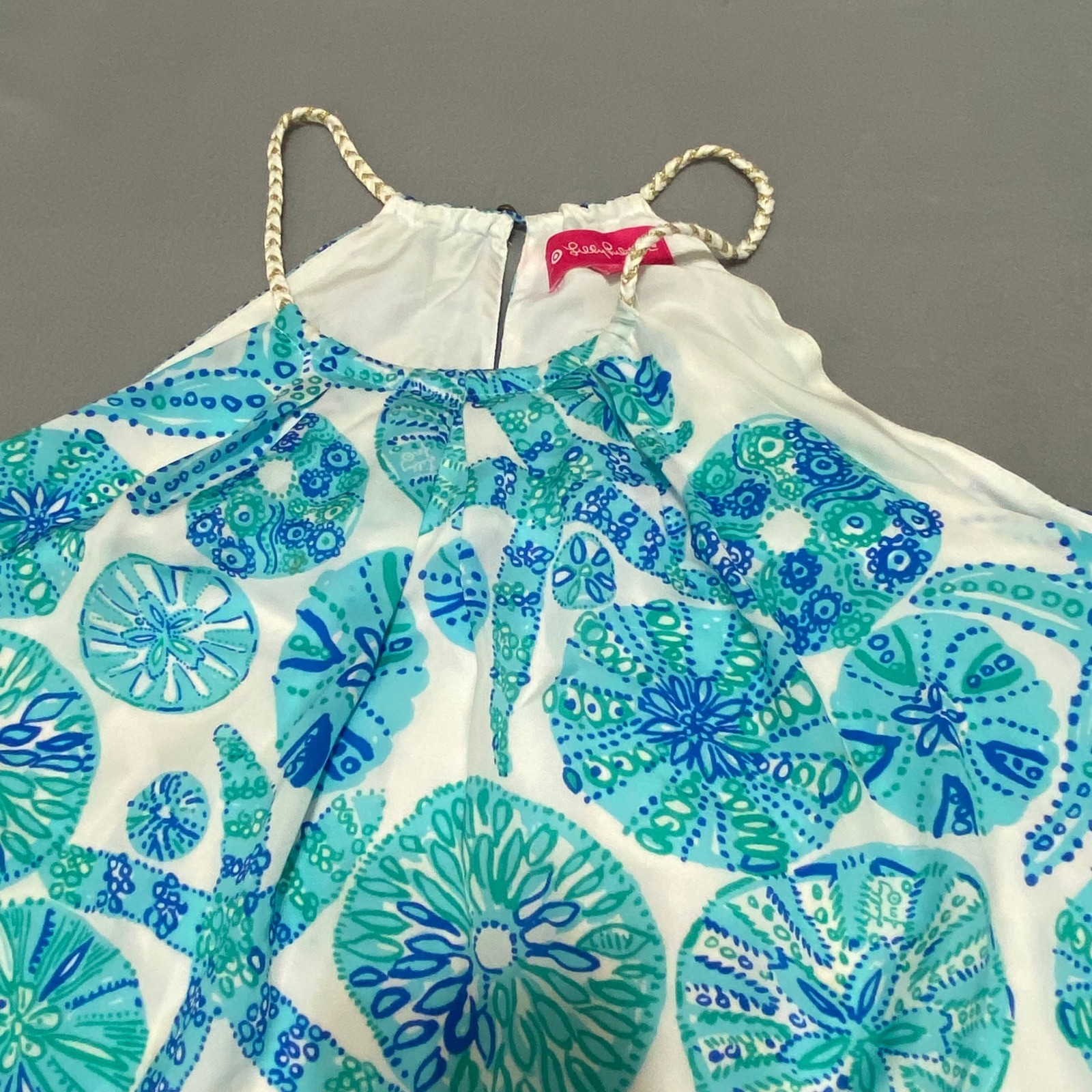 Lilly Pulitzer for Target Blue Sea Life Halter Top Braided Straps 2X Plus Size