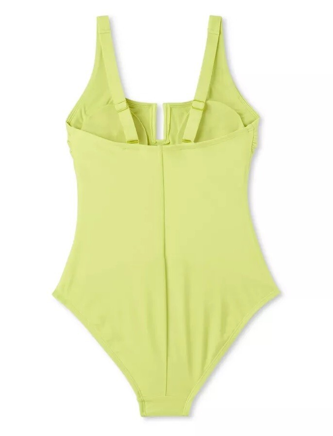 Kona Sol Neon Green U Wire Neckline & Tummy Control 1 Pc Swimsuit — Size Small