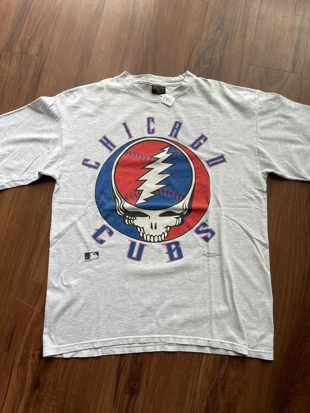 90s Grateful Dead Chicago Cubs T shirt White Baseball Team Rare design HN3964