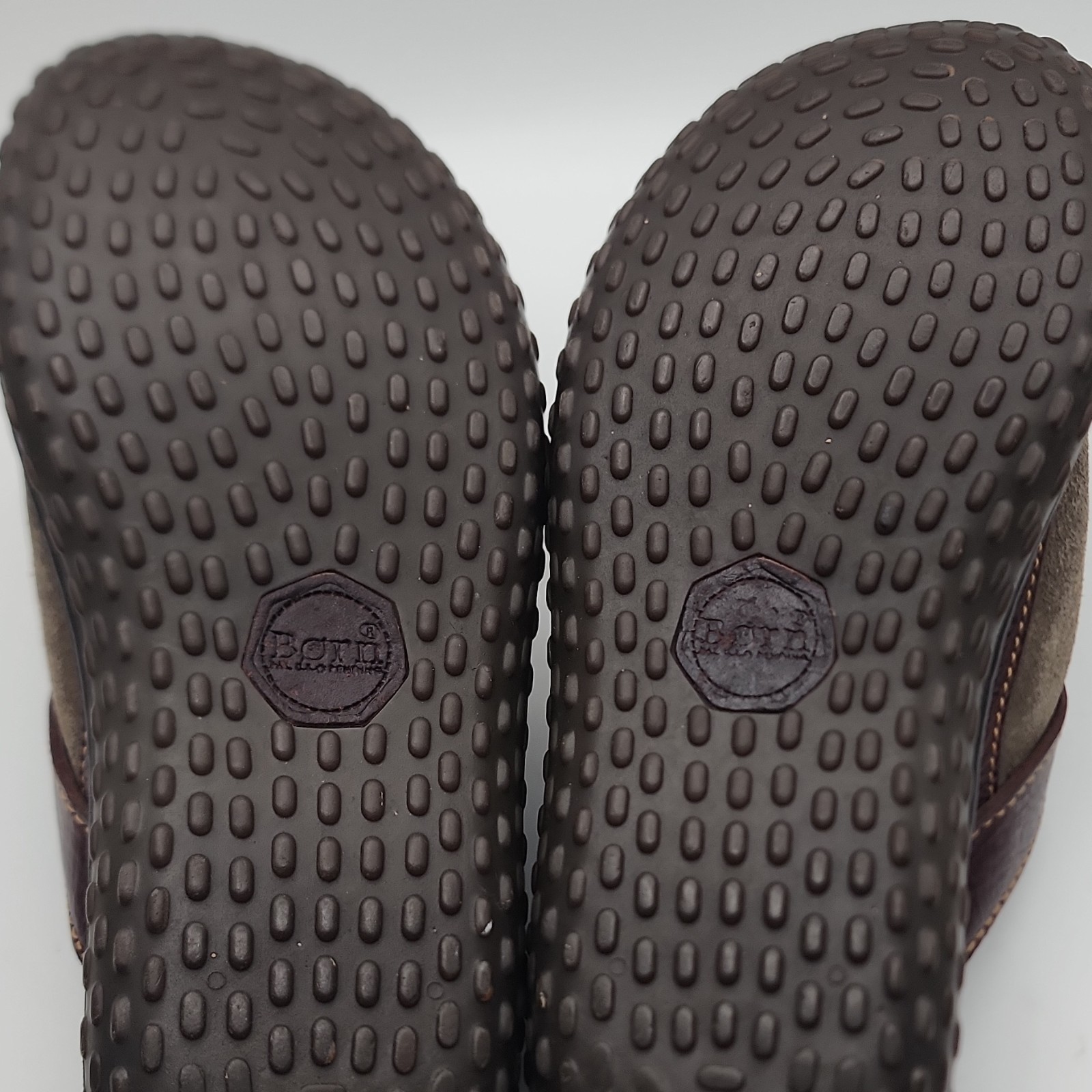 Born Womens Leather Slip-On Clog Mule Sandal w/ Buckle Strap Brown/Gray 7