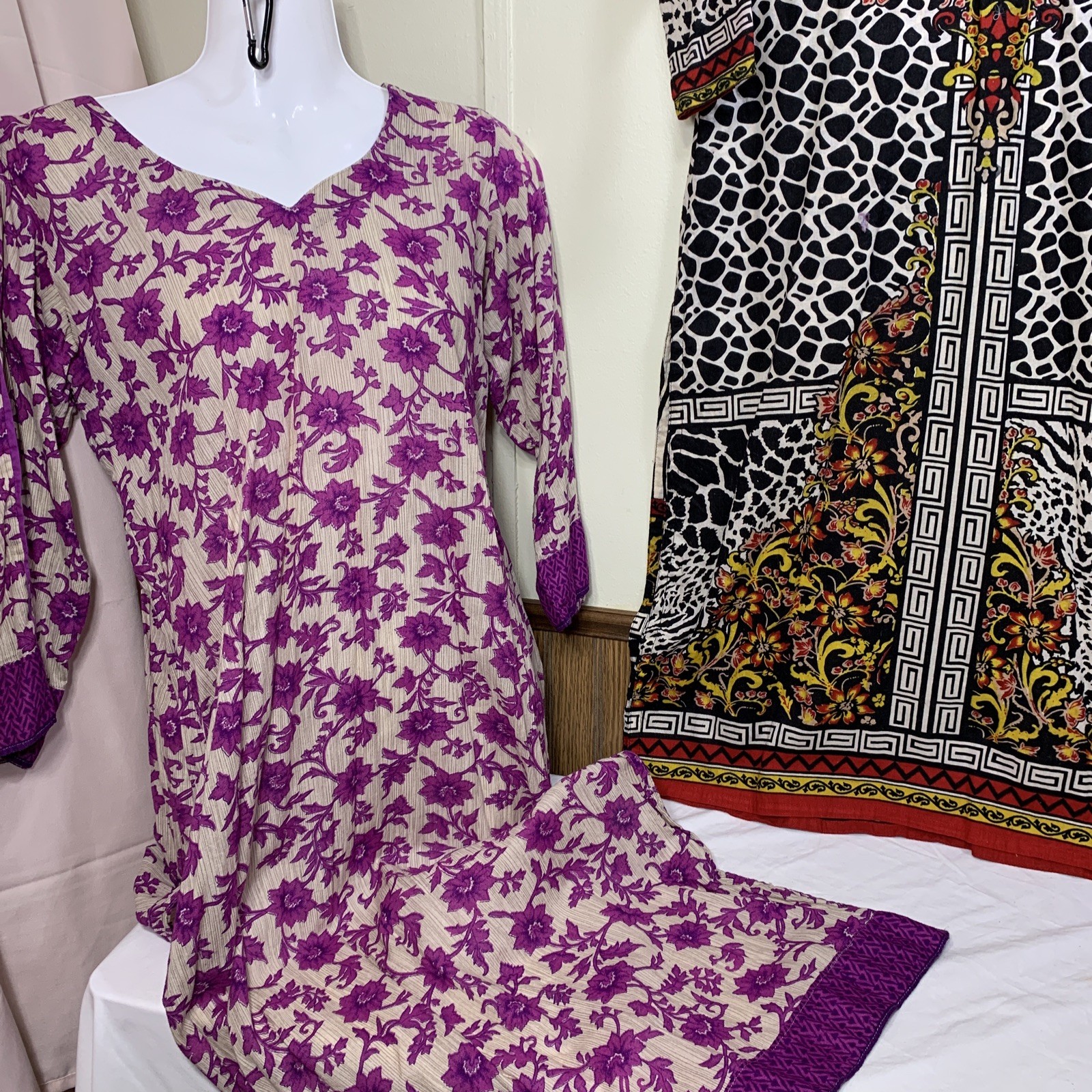 Womens Pakistani Indian Shirt Dresses Lightweight Lawn Cotton Lot Of 2