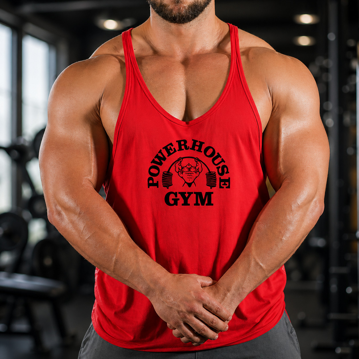 Men Tank Tops Sleeveless Y-Back Shirts Gym Stringer Bodybuilding Fitness Vest