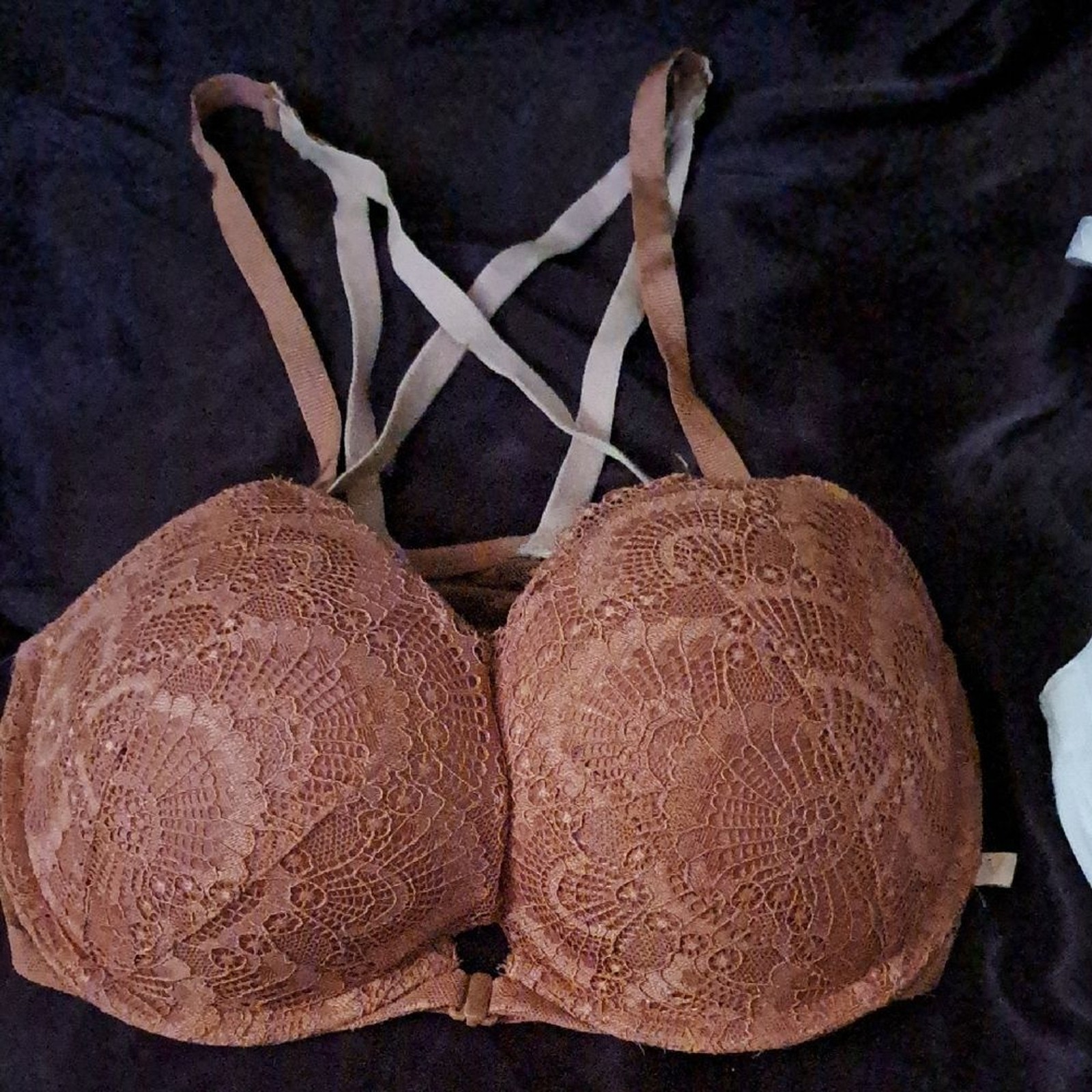 Victoria’s Secret Brown Lace Bra with Crisscross Straps