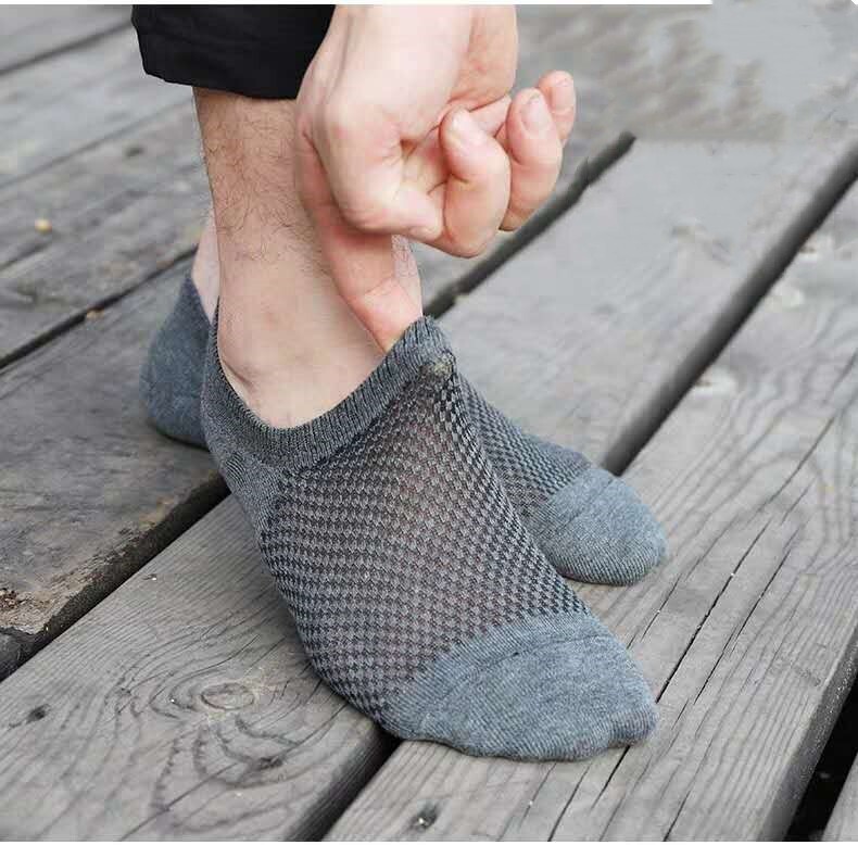 5/10Pack Bamboo No Show Nonslip Men Ankle Sport Mesh Solid Work Socks 7-11 10-13