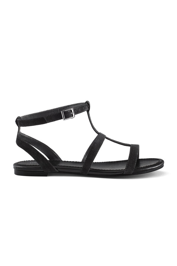 The Flat Gladiator Sandal in Black, by Part & Parcel