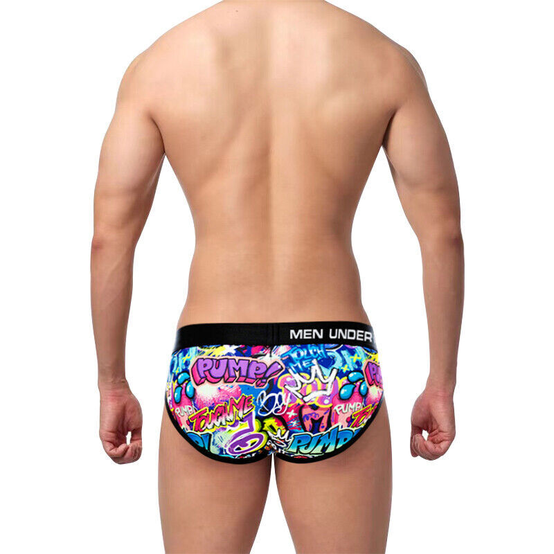 PUMP Men Sexy Printing Low Waist Briefs Bikini Underwear Underpants Jockstrap