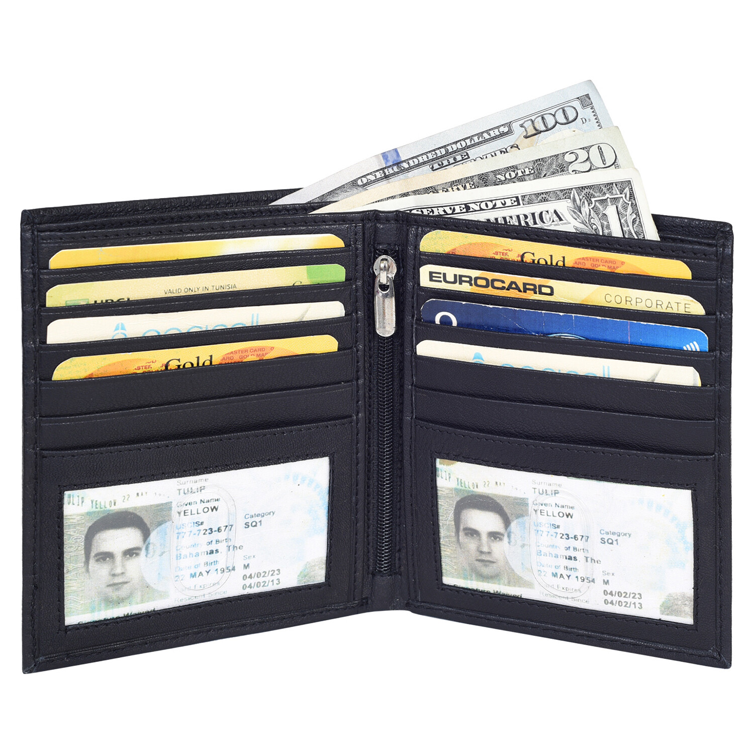 Hipster Wallet with RFID Protection and 2 ID windows by Leatherboss