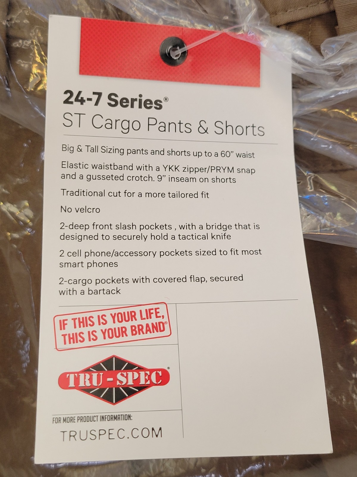 Tru-Spec 24-7 Series ST Cargo Shorts, Coyote, 32 Waist / 9 inseam, Discontinued