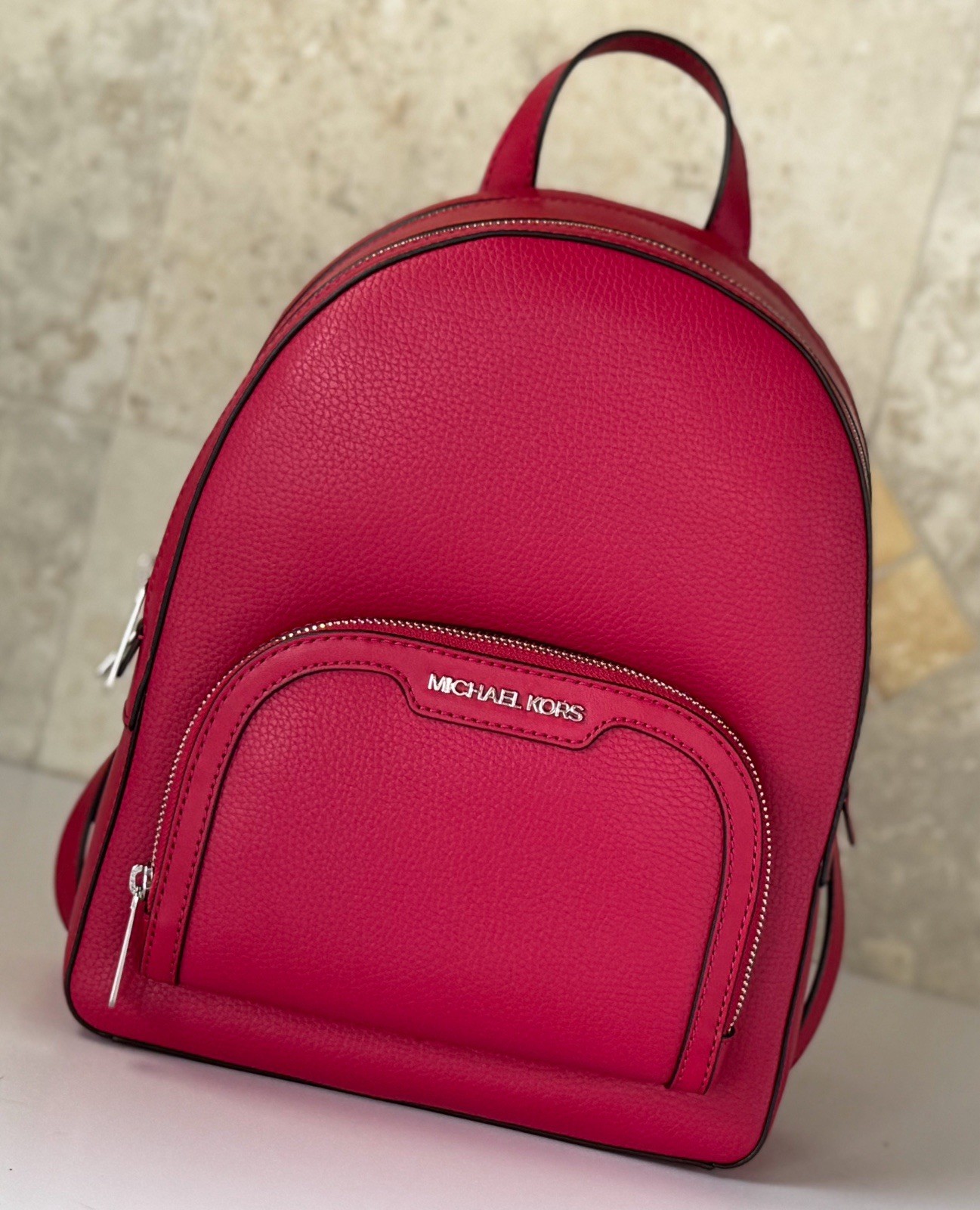 Michael Kors Jaycee Medium Pocket Backpack Dark Raspberry