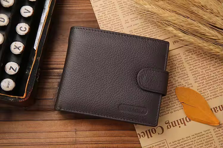New Mens Leather Bifold Wallet Button Closure RFID Blocking Card Case/Cash