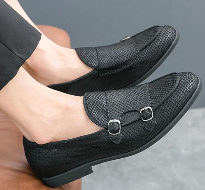 Men Dress Shoes Mens Faux Leather Flats Buckle Strap Loafers Driving Shoes size
