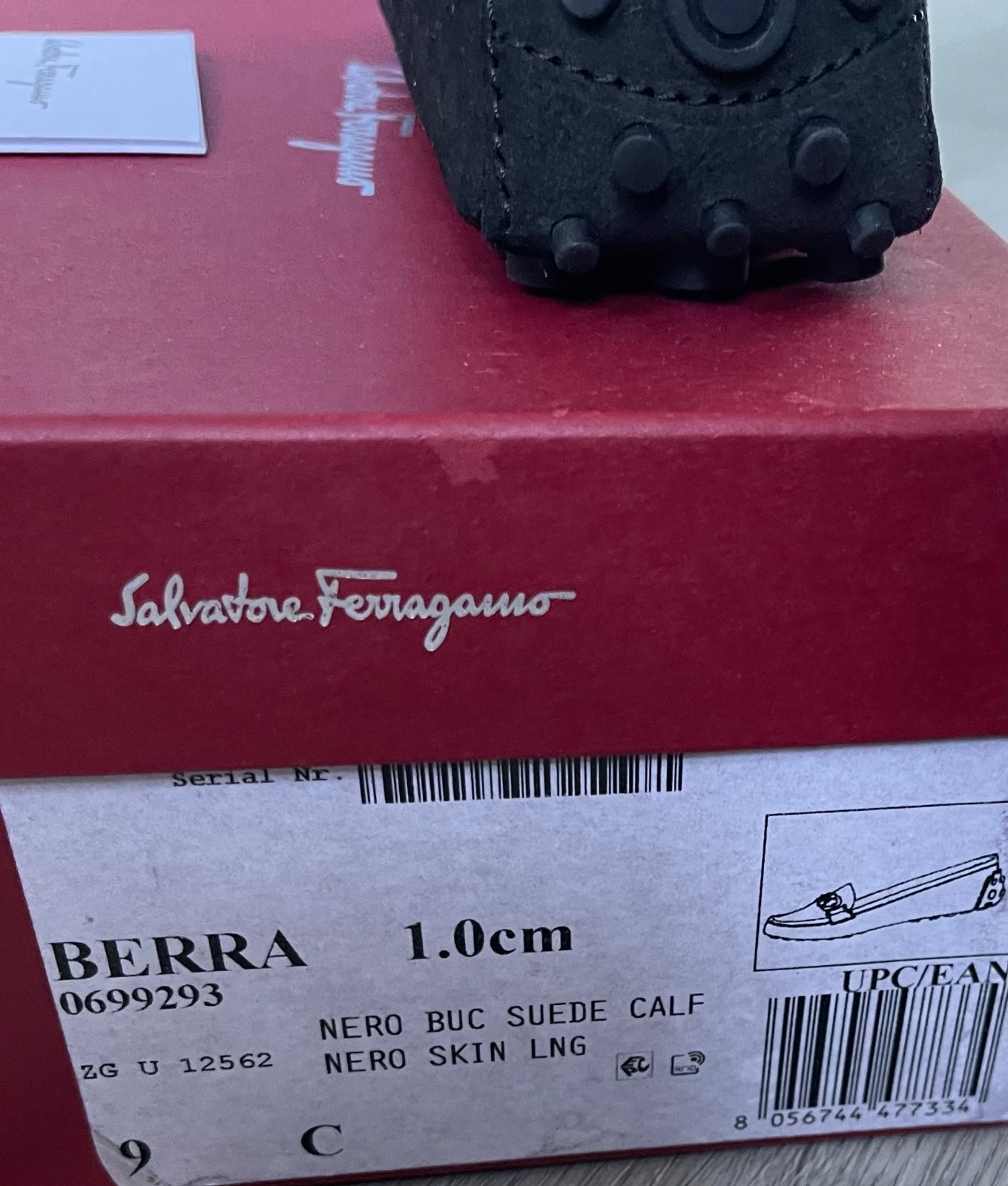 Salvatore Ferragamo Berra Black Suede Driving Loafers Shoes Italy Size 9 C NIB